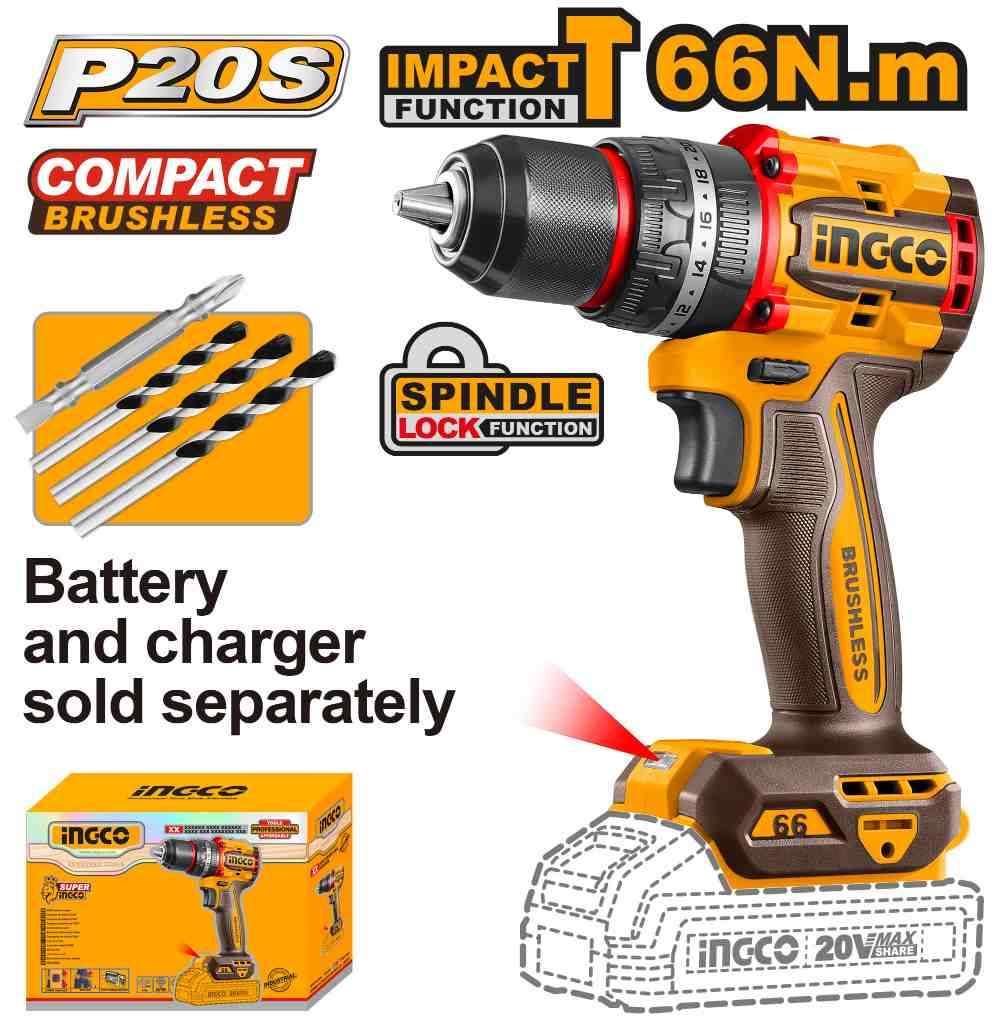 Taladro con Percutor 66Nm a Bateria 20V (no incluye