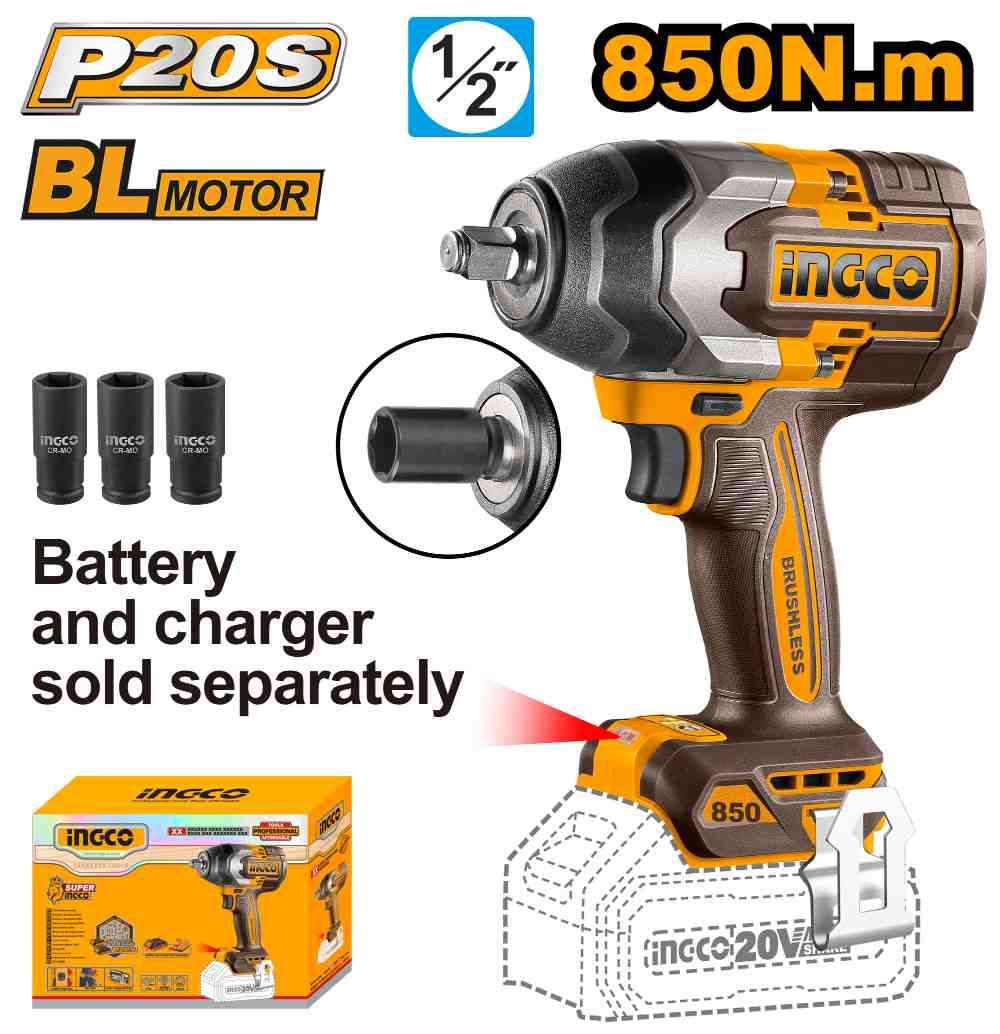 Llave de Impacto 850Nm 20V (no incluye bateria ni cargador)